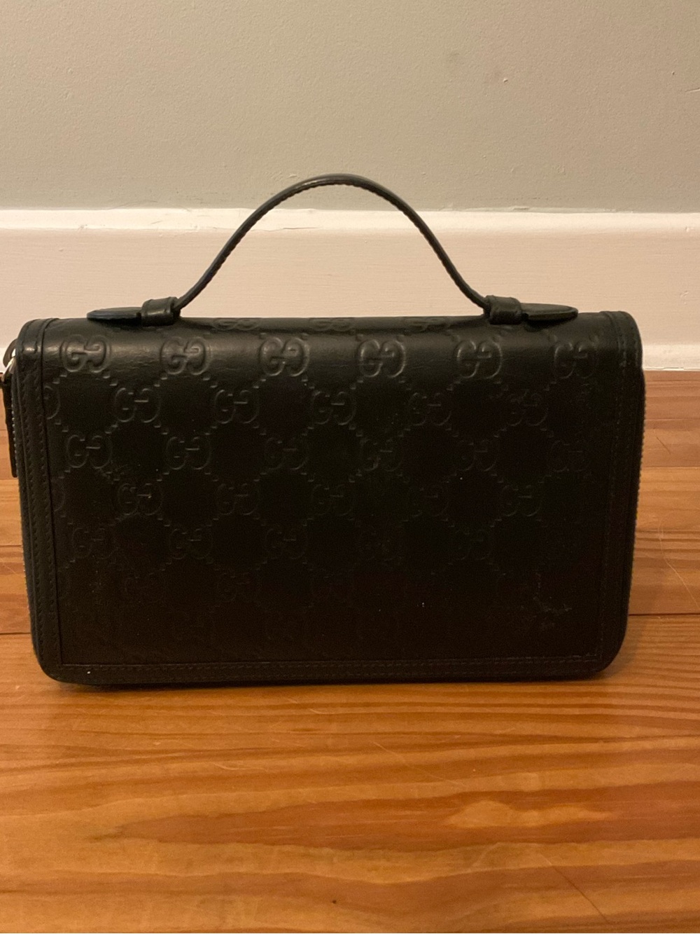 Gucci Black Leather Zip-Around Wallet with Signature Web Detail - Picture 3 of 9